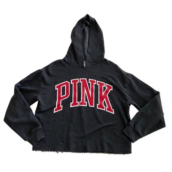 Victorias‎ Secret PINK Gray Cropped Hoodie - Picture 1 of 5
